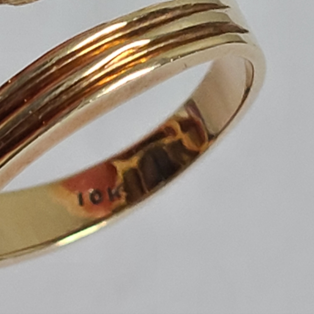 Vintage Bold Luxury 10K Gold Green Tourmaline Greco Roman Leaf Statement Ring - Picture 8 of 10